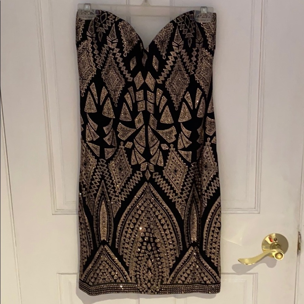 Strapless Rose Gold Design Dress